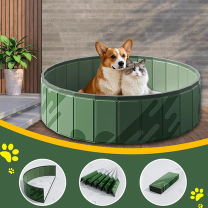 Heavy-Duty Foldable Dog Pool – Scratch-Resistant Portable Pet Bathing Tub with Drainage System