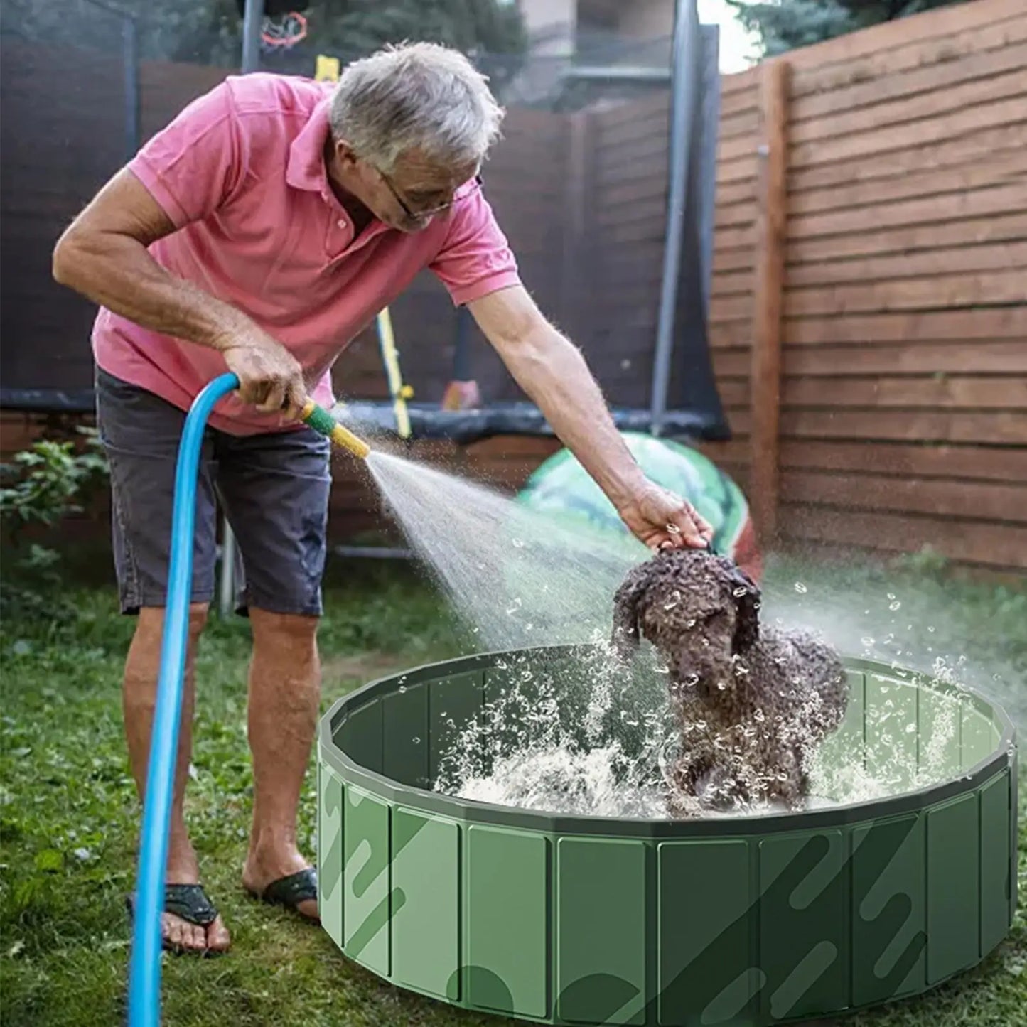 Heavy-Duty Foldable Dog Pool – Scratch-Resistant Portable Pet Bathing Tub with Drainage System