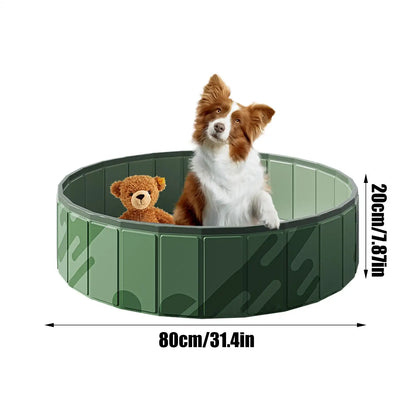 Heavy-Duty Foldable Dog Pool – Scratch-Resistant Portable Pet Bathing Tub with Drainage System