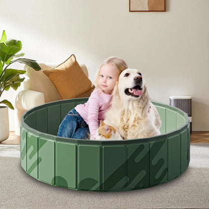 Heavy-Duty Foldable Dog Pool – Scratch-Resistant Portable Pet Bathing Tub with Drainage System